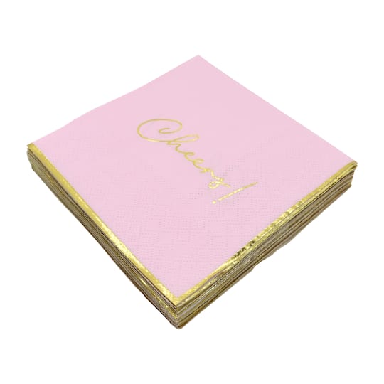 Pink & Gold Cheers! Beverage Napkins, 20ct. by Celebrate It™